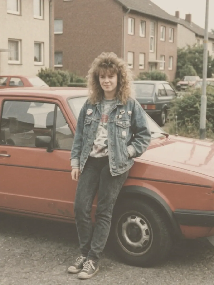 The red Golf photo as it lies faded in the album
